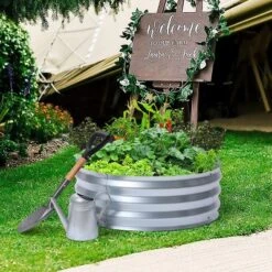 LuxenHome 3ft Round Galvanized Metal Raised Garden Bed Planter -LuxenHome GUEST bbf835b5 c056 472c b00a 24fa702c4c0a