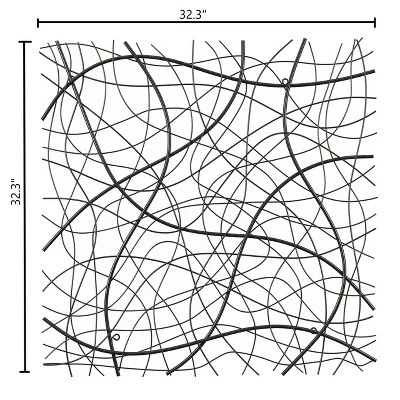 LuxenHome Large Black Abstract Square Metal Wall Decor 6 LuxenHome Large Black Abstract Square Metal Wall Decor - Image 6