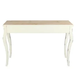 LuxenHome Victorian Off White And Natural Wood Console And Entry Table -LuxenHome GUEST bd5c5e93 5c23 4ae6 b4fa 754b49ea849f