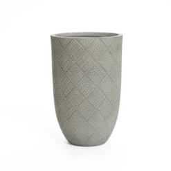 LuxenHome Gray Glen Pattern MgO Round Planter, Indoor And Outdoor 16 LuxenHome Gray Glen Pattern MgO Round Planter, Indoor And Outdoor -LuxenHome GUEST bdbd3100 c5a2 44fd a5a1 2c9f44e124e5
