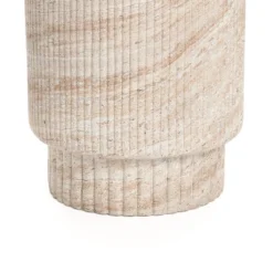 LuxenHome Travertine-Style Round Ribbed MgO Side Table Multicolored -LuxenHome GUEST bece21d9 e671 4ebb 95af e206e16ee4a1