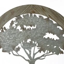 LuxenHome Metal Tree Of Life With Roots Wall Decor With Round Wood Frame -LuxenHome GUEST c05780e7 d6ac 4397 9b8f 53fcbc15267c