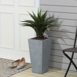 LuxenHome Square Tapered 18.5" H House Planters, Indoor & Outdoor White -LuxenHome GUEST c0d43536 3e51 44f2 be72 91686e810710