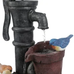 LuxenHome Resin Farmhouse Barrel And Water Pump Outdoor Fountain 11 LuxenHome Resin Farmhouse Barrel And Water Pump Outdoor Fountain -LuxenHome GUEST c2524972 1348 4f4d a93b ef3d3af4445b