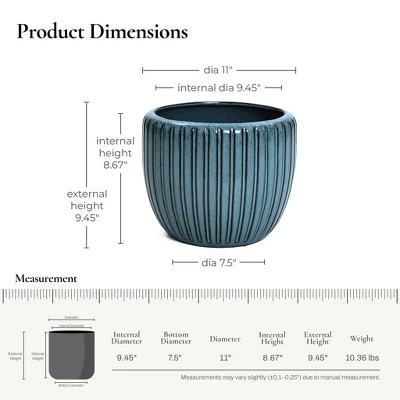 LuxenHome 11" Dia Ceramic Pot For Indoor Plants Large Outdoor Plant Pot Modern Decorative Glazed Flower Pot Round Planter Pot 2 LuxenHome 11" Dia Ceramic Pot For Indoor Plants Large Outdoor Plant Pot Modern Decorative Glazed Flower Pot Round Planter Pot - Image 2