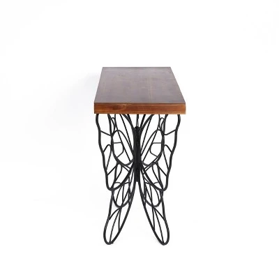 LuxenHome Wood Top Metal Butterfly Accent Console And Entry Table 9 LuxenHome Wood Top Metal Butterfly Accent Console And Entry Table - Image 9