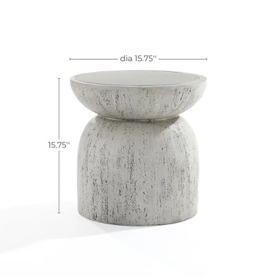 LuxenHome Outdoor Side Table, 16" Concrete End Tables For Patio,Off White And Gray Weathered Round Table,Accent Table For Indoor Outdoor Off-White 7 LuxenHome Outdoor Side Table, 16" Concrete End Tables For Patio,Off White And Gray Weathered Round Table,Accent Table For Indoor Outdoor Off-White - Image 7