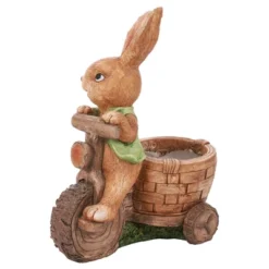 LuxenHome Brown Bunny On A Bicycle MgO Planter -LuxenHome GUEST c4864279 dce7 4c02 8b9d 3e0f06bfacf7