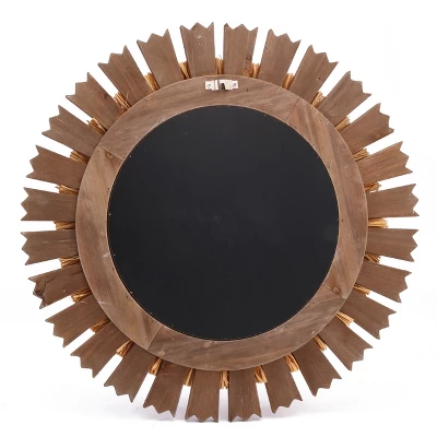 LuxenHome 24" Round Boho Style Raffia Accent Wall Mirror Wall Decor Home Decor 2 LuxenHome 24" Round Boho Style Raffia Accent Wall Mirror Wall Decor Home Decor - Image 2