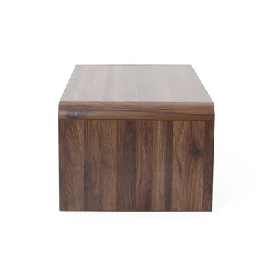 LuxenHome 47'' Coffee Table With Storage, Walnut Finish Wood 2-Drawer Open Storage Center Table With Rounded Corners For Living Room Brown 8 LuxenHome 47'' Coffee Table With Storage, Walnut Finish Wood 2-Drawer Open Storage Center Table With Rounded Corners For Living Room Brown - Image 8