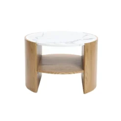 LuxenHome Natural Finish Manufactured Wood 23.6-Inch Round Coffee Table With Faux Marble Top Brown 12 LuxenHome Natural Finish Manufactured Wood 23.6-Inch Round Coffee Table With Faux Marble Top Brown -LuxenHome GUEST c52f9cb8 0b82 449e 92df aaf9dd4da715