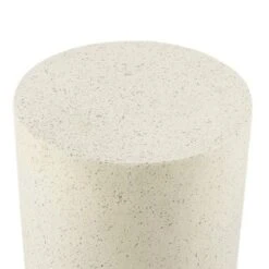 LuxenHome White And Speckled Gray Cement Round Indoor Outdoor Side Table -LuxenHome GUEST c5f2eb60 0d69 4a64 b783 9356262af272