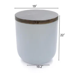 LuxenHome Gray And Brown MgO Round Side Table -LuxenHome GUEST c65d8bb2 7de6 4dd1 b902 0cb026552dbb
