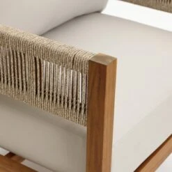 LuxenHome Outdoor Acacia Wood With Rope Sides 4-Person Club Patio Set With Coffee Table -LuxenHome GUEST c7039526 8616 4e8c 9e2c 76869da2dad5