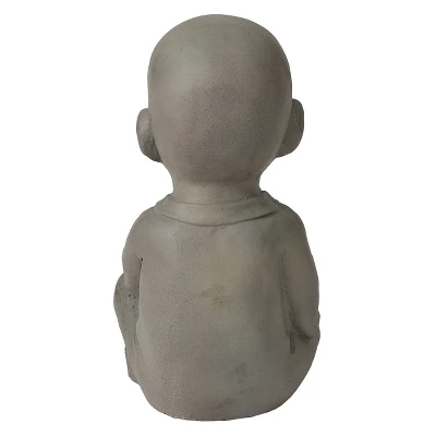 LuxenHome 12.01" Gray MgO Meditating Buddha Monk With Bowl And Beads Garden Statue 5 LuxenHome 12.01" Gray MgO Meditating Buddha Monk With Bowl And Beads Garden Statue - Image 5