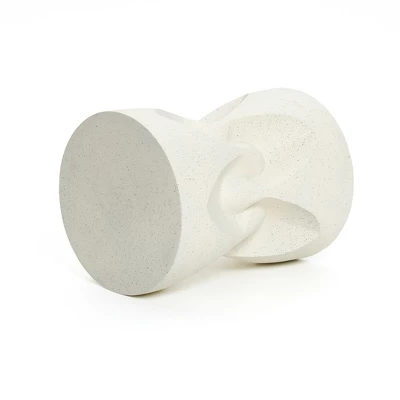 LuxenHome Outdoor Side Table , 17" Speckled Off White Modern Spade Cement Patio Table, Round End Table For Garden, Outdoor Coffee Table Off-White 4 LuxenHome Outdoor Side Table , 17" Speckled Off White Modern Spade Cement Patio Table, Round End Table For Garden, Outdoor Coffee Table Off-White - Image 4