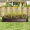 LuxenHome 5.5-Ft Oval Brown Metal Raised Garden Bed Planter