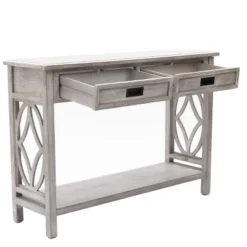 LuxenHome Gray Wood 2-Drawer 1-Shelf Console And Entryway Table -LuxenHome GUEST c7f49a02 5fc5 4017 8f95 ab7e160da4bd