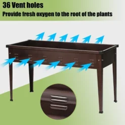 LuxenHome 50" W Brown Metal Rectangular Raised Garden Planter -LuxenHome GUEST c8d2bcf0 b1bc 4bb9 a068 c83350ce4c70
