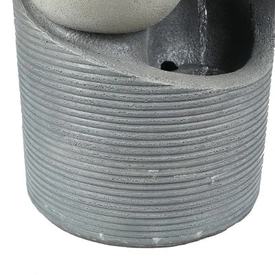 LuxenHome Modern Gray Cement Tiered Bowls Outdoor Fountain With Lights 9 LuxenHome Modern Gray Cement Tiered Bowls Outdoor Fountain With Lights - Image 9