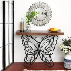 LuxenHome Wood Top Metal Butterfly Accent Console And Entry Table 17 LuxenHome Wood Top Metal Butterfly Accent Console And Entry Table -LuxenHome GUEST c9457c5c 2410 4059 99f2 f936a8e50e0d