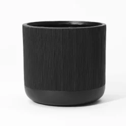 LuxenHome Large Striped Planter, 17.3" Round MgO Pot For Indoor/Outdoor Plants -LuxenHome GUEST c979cbd8 9b6a 4e20 942f a0f1a98781a5