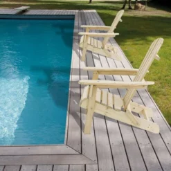 LuxenHome Unfinished Hemlock Wood Outdoor Adirondack Chair -LuxenHome GUEST c994a286 c1e9 4a72 b70f 04cdf110919c