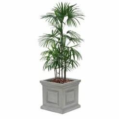 LuxenHome Gray MgO Square Box Flower Pot Planter -LuxenHome GUEST c9d0137d 4fb7 406b bc5a 3b01676a363f