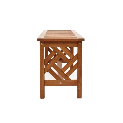 LuxenHome Carmel Solid Wood Outdoor Backless Dining Bench 6 LuxenHome Carmel Solid Wood Outdoor Backless Dining Bench - Image 6