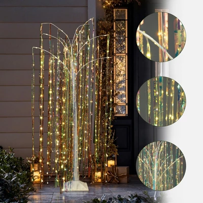 LuxenHome 6Ft White Willow Artificial Tree With 10 Pre-Lit Branches Multicolored 1 LuxenHome 6Ft White Willow Artificial Tree With 10 Pre-Lit Branches Multicolored