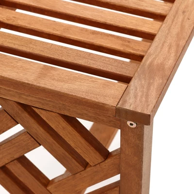 LuxenHome Carmel Solid Wood Outdoor Backless Dining Bench 7 LuxenHome Carmel Solid Wood Outdoor Backless Dining Bench - Image 7