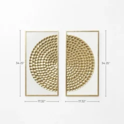 LuxenHome 2-Piece White & Distressed Gold Metal Wall Art Set, Modern Rustic Home Decor -LuxenHome GUEST cb107ef6 6670 40f7 a205 84b0de385ea6