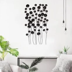 LuxenHome Black With Gold Flowers Abstract Metal Wall Art -LuxenHome GUEST cb1cff3c 9d8a 4082 b6f4 38630074c004