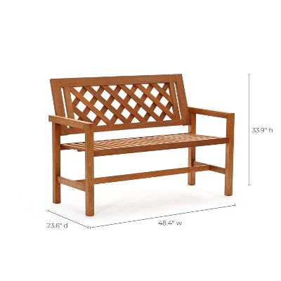 LuxenHome Laguna Solid Wood Outdoor Loveseat Park Bench 2 LuxenHome Laguna Solid Wood Outdoor Loveseat Park Bench - Image 2