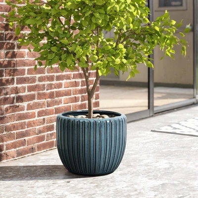 LuxenHome 11" Dia Ceramic Pot For Indoor Plants Large Outdoor Plant Pot Modern Decorative Glazed Flower Pot Round Planter Pot 3 LuxenHome 11" Dia Ceramic Pot For Indoor Plants Large Outdoor Plant Pot Modern Decorative Glazed Flower Pot Round Planter Pot - Image 3
