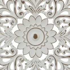 LuxenHome Distressed White Wood Flower Mandala 31.5" Round Wall Decor -LuxenHome GUEST cc0ca7a0 1a63 40af b9e5 efc0215172ec