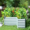 LuxenHome L-Shaped Galvanized Steel Raised Garden Bed Planter