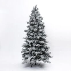 LuxenHome 7.5Ft Snow-Flocked Cedar Christmas Tree Pre-Lit With Teardrop LED Lights & Hinged Branches Green -LuxenHome GUEST ccf7726d 5983 45df 96b4 cbbe0fb52a37