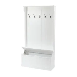 LuxenHome White MDF Hall Tree With Storage Bench -LuxenHome GUEST ce0d66da 9d9f 4a38 95b0 07cf42bc5484