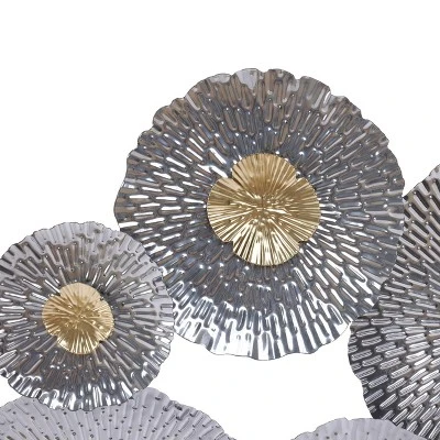 LuxenHome Silver And Gold Flowers Metal Wall Decor 8 LuxenHome Silver And Gold Flowers Metal Wall Decor - Image 8