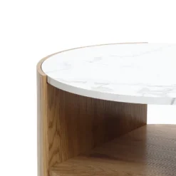 LuxenHome Natural Finish Manufactured Wood 23.6-Inch Round Coffee Table With Faux Marble Top Brown 16 LuxenHome Natural Finish Manufactured Wood 23.6-Inch Round Coffee Table With Faux Marble Top Brown -LuxenHome GUEST ce4c0d01 8328 4b52 a771 908320ee5233