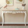 LuxenHome Victorian Off White And Natural Wood Console And Entry Table
