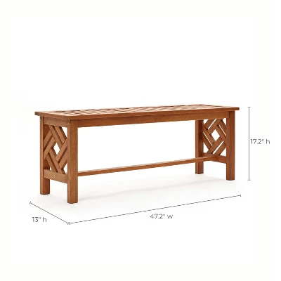 LuxenHome Carmel Solid Wood Outdoor Backless Dining Bench 9 LuxenHome Carmel Solid Wood Outdoor Backless Dining Bench - Image 9