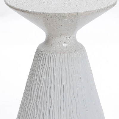 LuxenHome White And Speckled Gray MgO 15.75" Round Side Table 4 LuxenHome White And Speckled Gray MgO 15.75" Round Side Table - Image 4