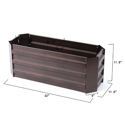 LuxenHome Brown Metal 32" X 11.8" Rectangular Garden Bed 8 LuxenHome Brown Metal 32" X 11.8" Rectangular Garden Bed - Image 8