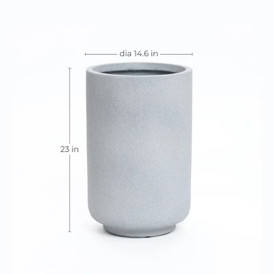 LuxenHome Concrete-Look Planter – Gray Round MgO Pot With Drainage Hole 7 LuxenHome Concrete-Look Planter – Gray Round MgO Pot With Drainage Hole - Image 7