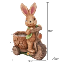 LuxenHome Brown Bunny On A Bicycle MgO Planter -LuxenHome GUEST d337dd62 729e 433a a8fc 2e02f508c6f4