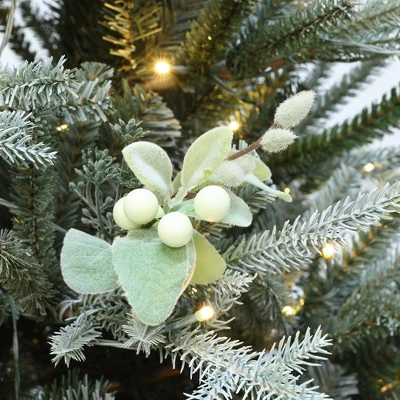 LuxenHome 7Ft Pre-Lit Green Artificial Fir Christmas Tree With Mistletoe Decorations And Metal Stand 9 LuxenHome 7Ft Pre-Lit Green Artificial Fir Christmas Tree With Mistletoe Decorations And Metal Stand - Image 9