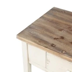 LuxenHome Distressed White And Wood 2-Drawer 1-Shelf Console Table And Entry Table -LuxenHome GUEST d3cbd8e3 40e9 4f4f 9005 f4fda66882c5