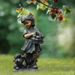 LuxenHome 23.31" Bronze MgO Girl Holding Basket Of Kittens With Puppy Garden Statue 12 LuxenHome 23.31" Bronze MgO Girl Holding Basket Of Kittens With Puppy Garden Statue -LuxenHome GUEST d40109b4 9abd 4db5 ac20 f2f8db532d9a
